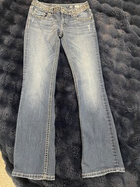 Miss Me 90s Y2K VINTAGE bootcut, low rise Jeans, Studded Embellished, size 29
